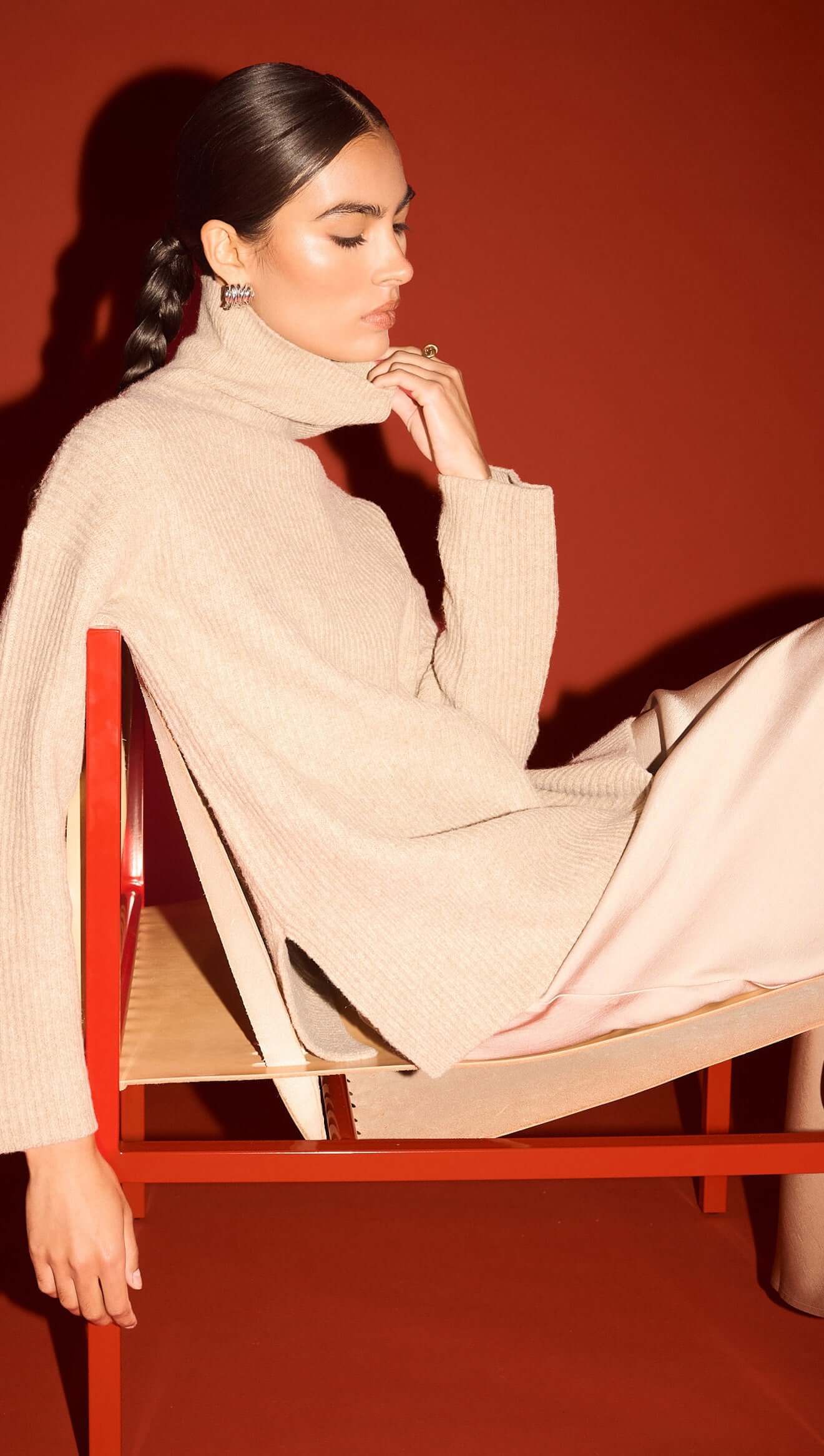 Sabine Roll Neck Jumper - Natural
