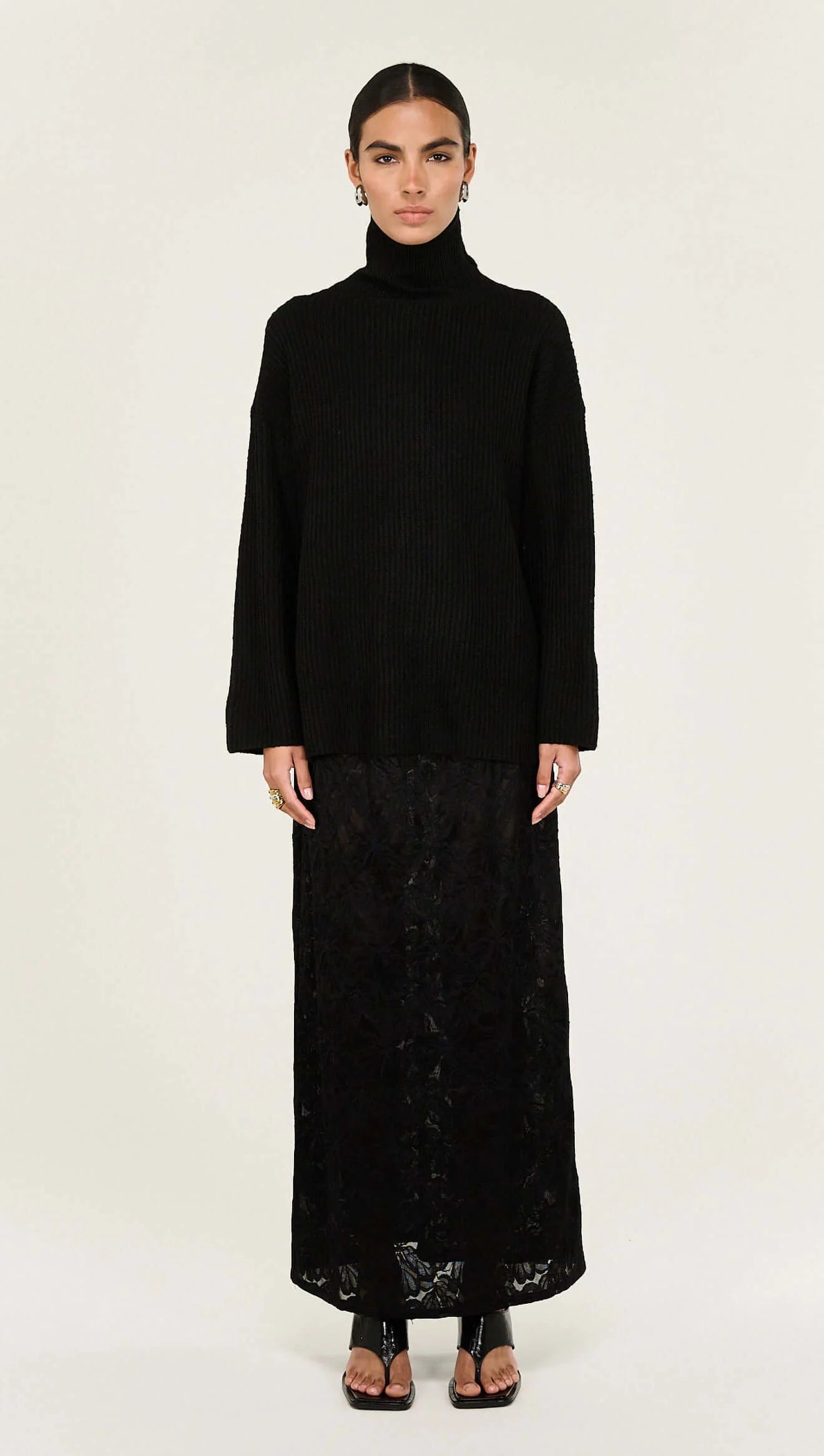 Sabine Roll Neck Jumper - Black