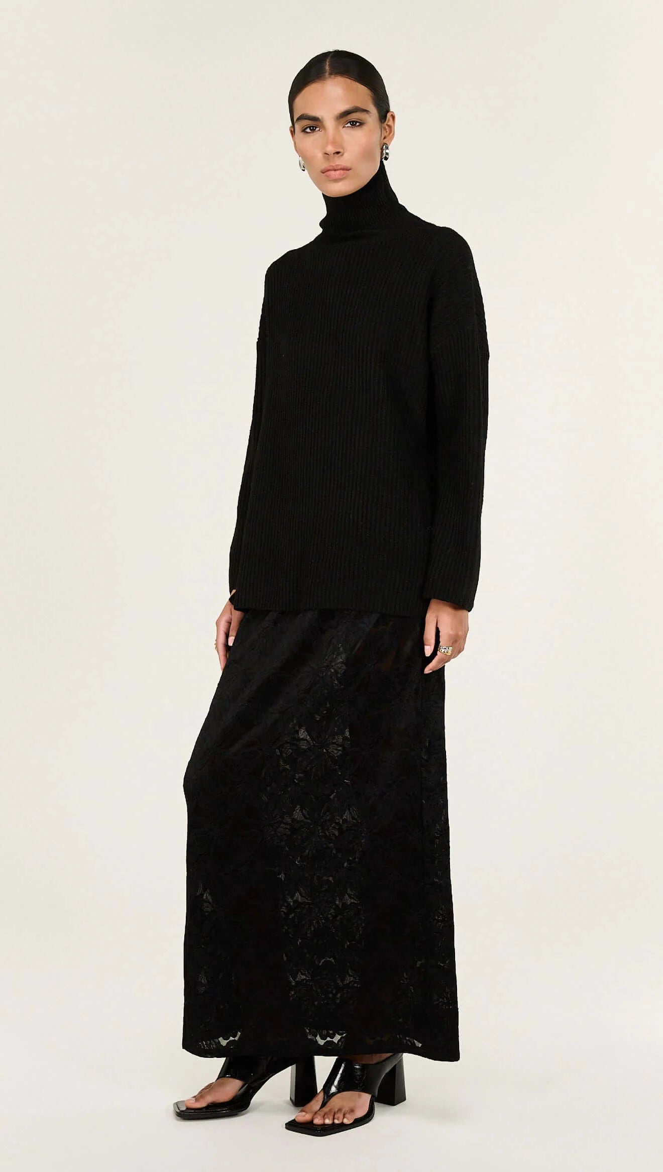 Sabine Roll Neck Jumper - Black