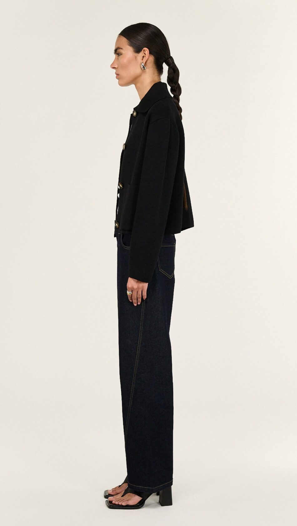 Aura Knit Barn Jacket - Black