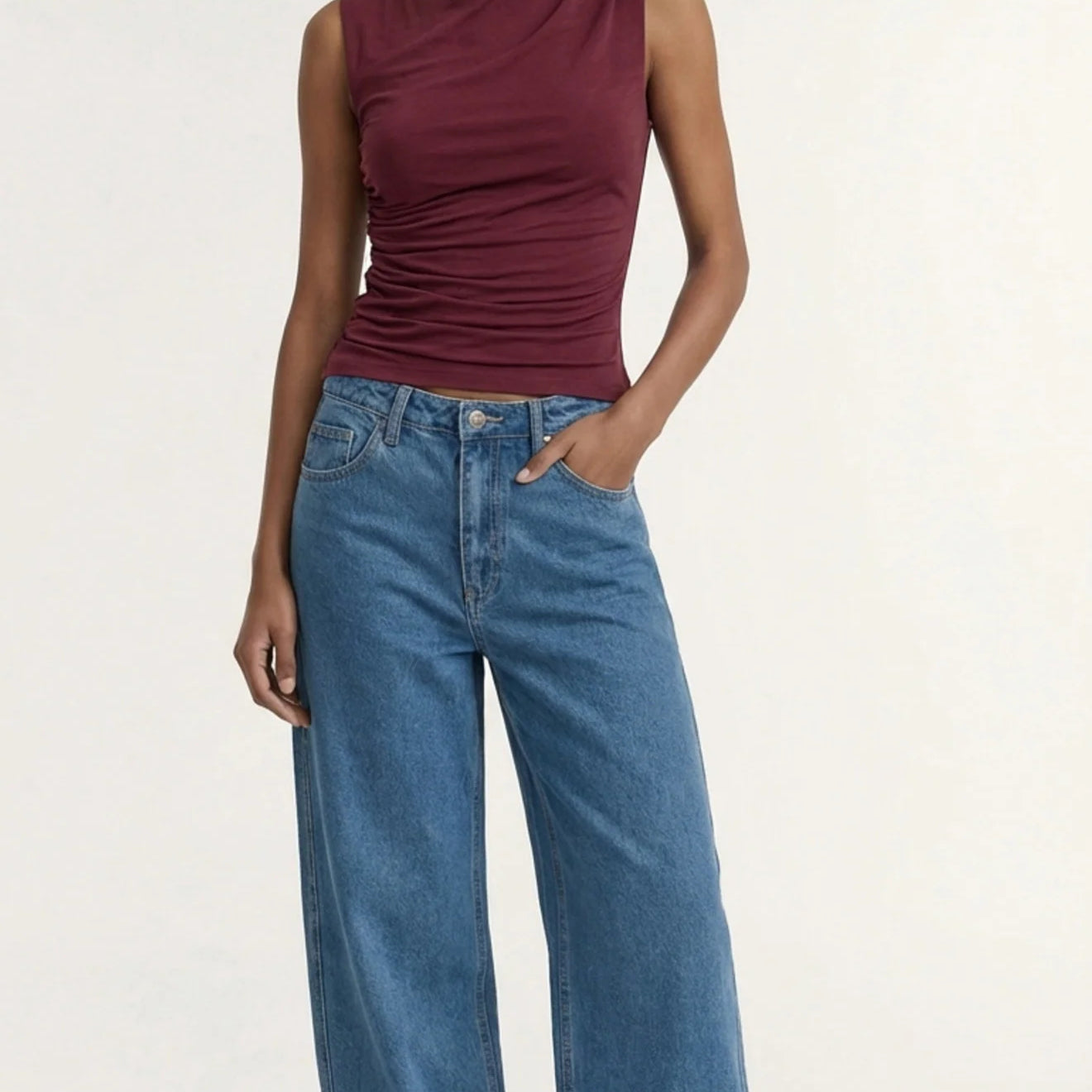Mae Barrell Leg Jean - Mid Blue