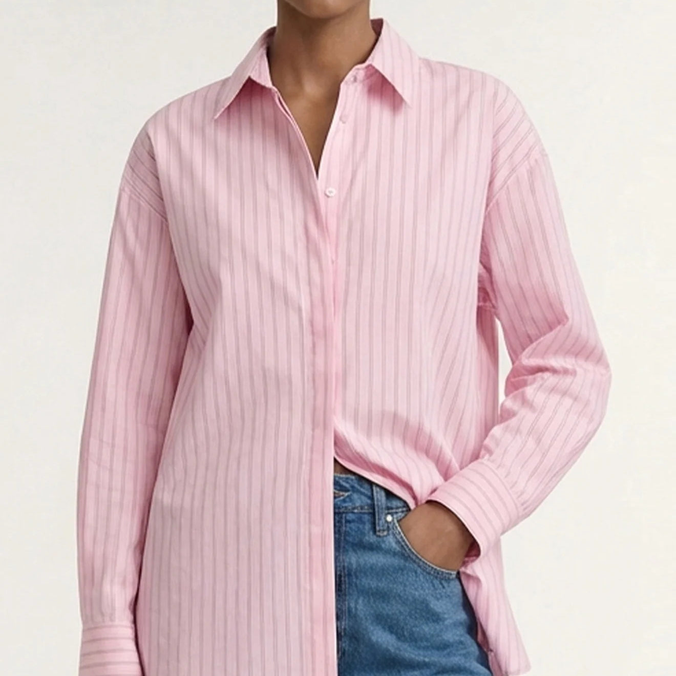 Kari Oversized Shirt - Pink & White Stripe