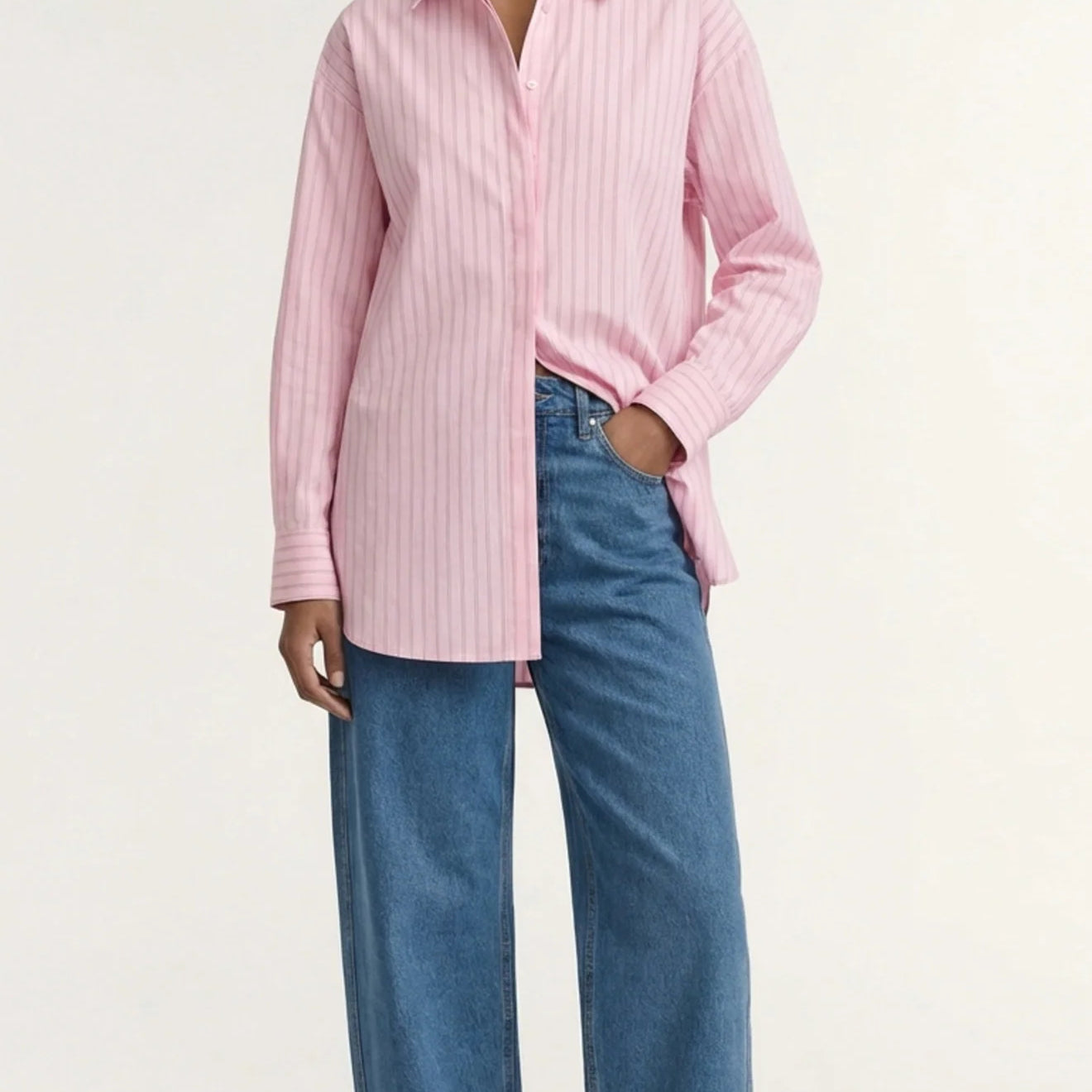 Kari Oversized Shirt - Pink & White Stripe