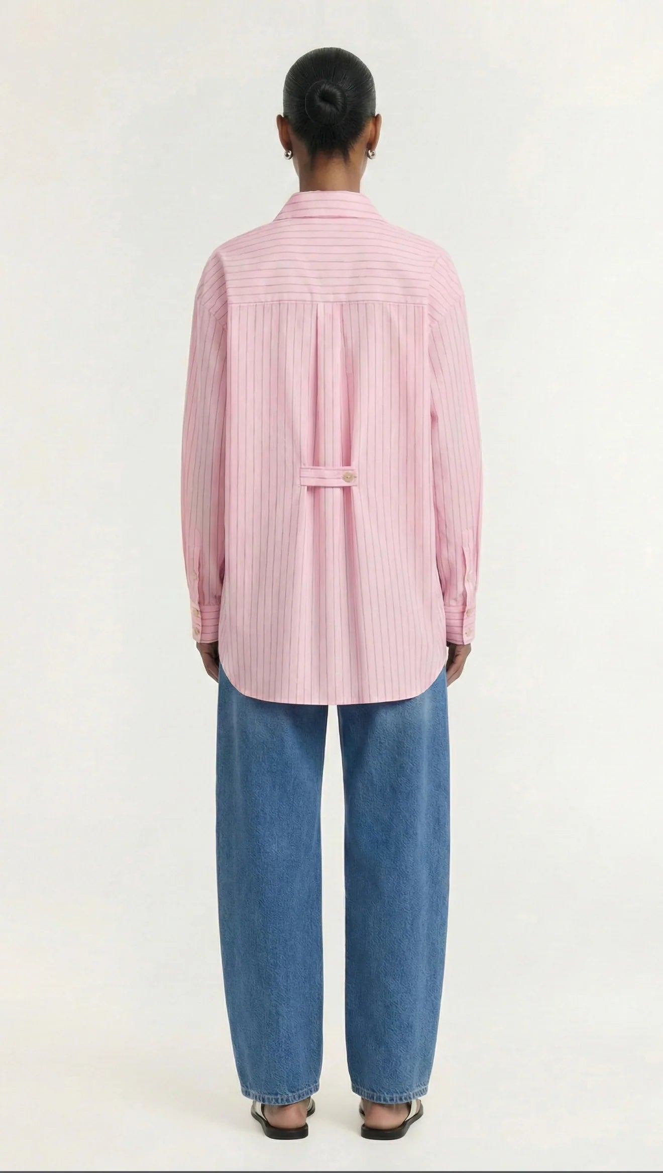 Kari Oversized Shirt - Pink & White Stripe