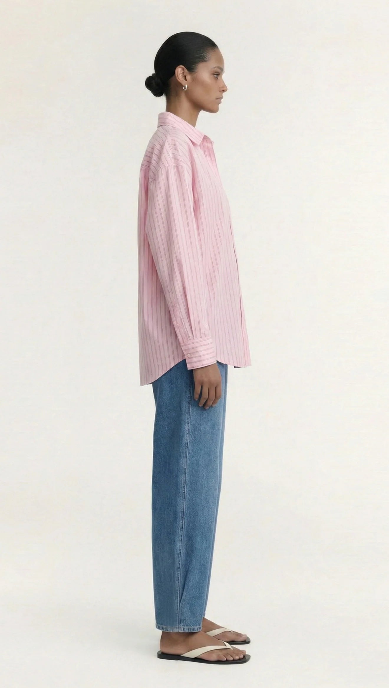 Kari Oversized Shirt - Pink & White Stripe