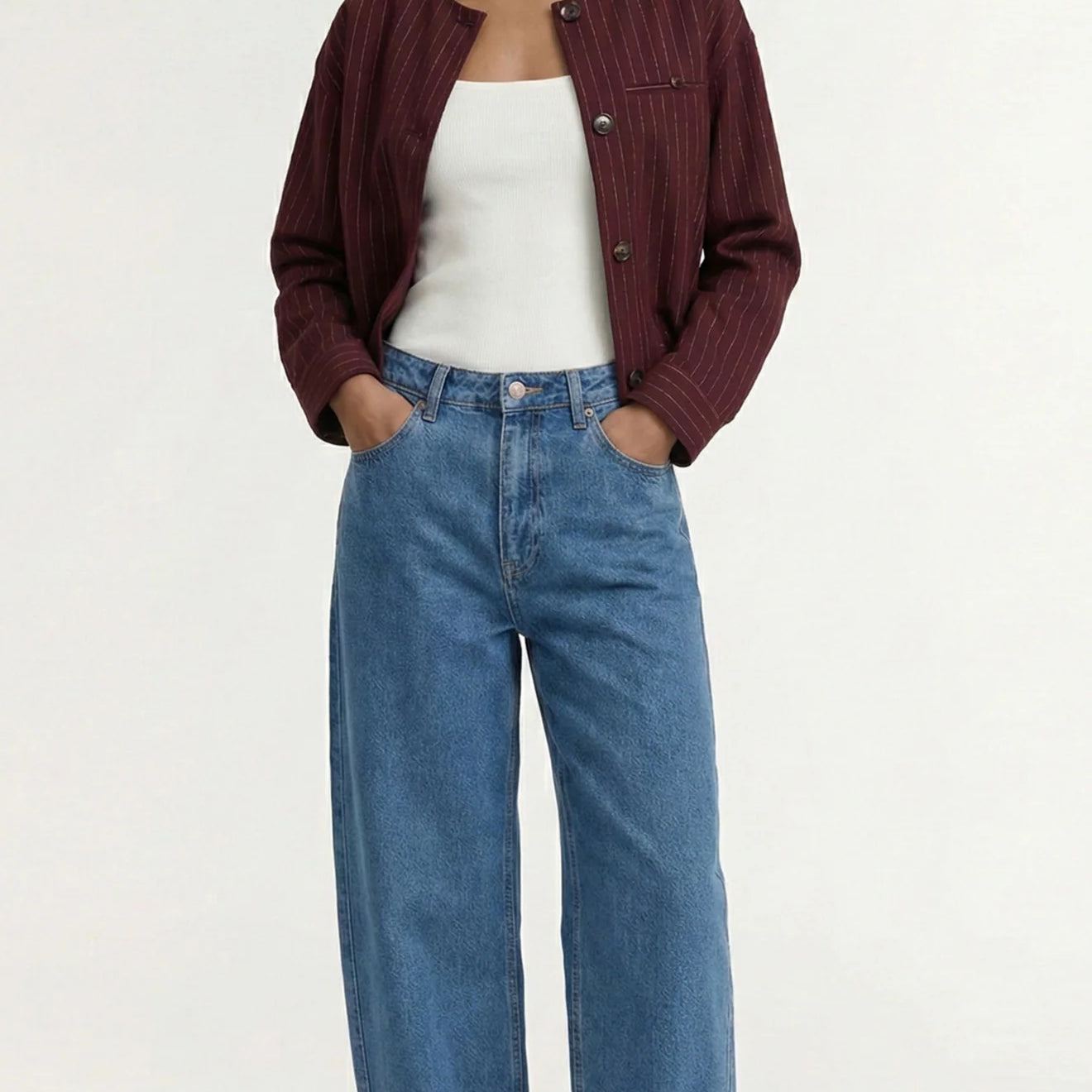 Mae Barrell Leg Jean - Mid Blue