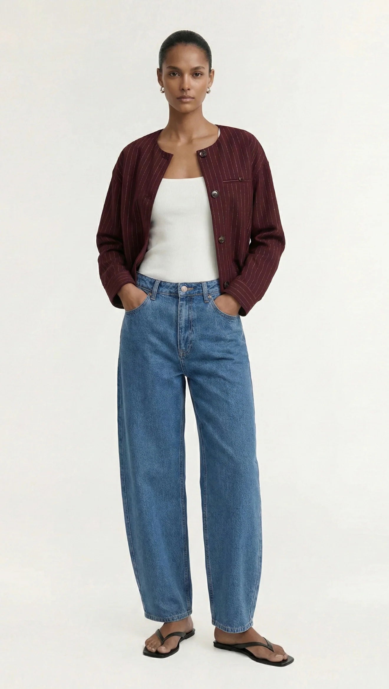 Mae Barrell Leg Jean - Mid Blue