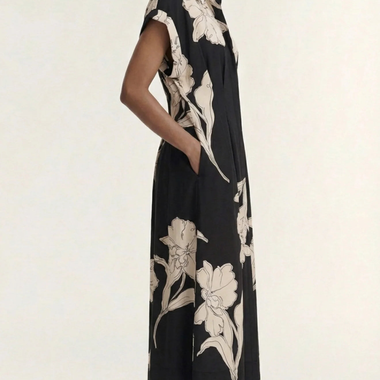 Veda Midi Dress - Black & Cream Floral