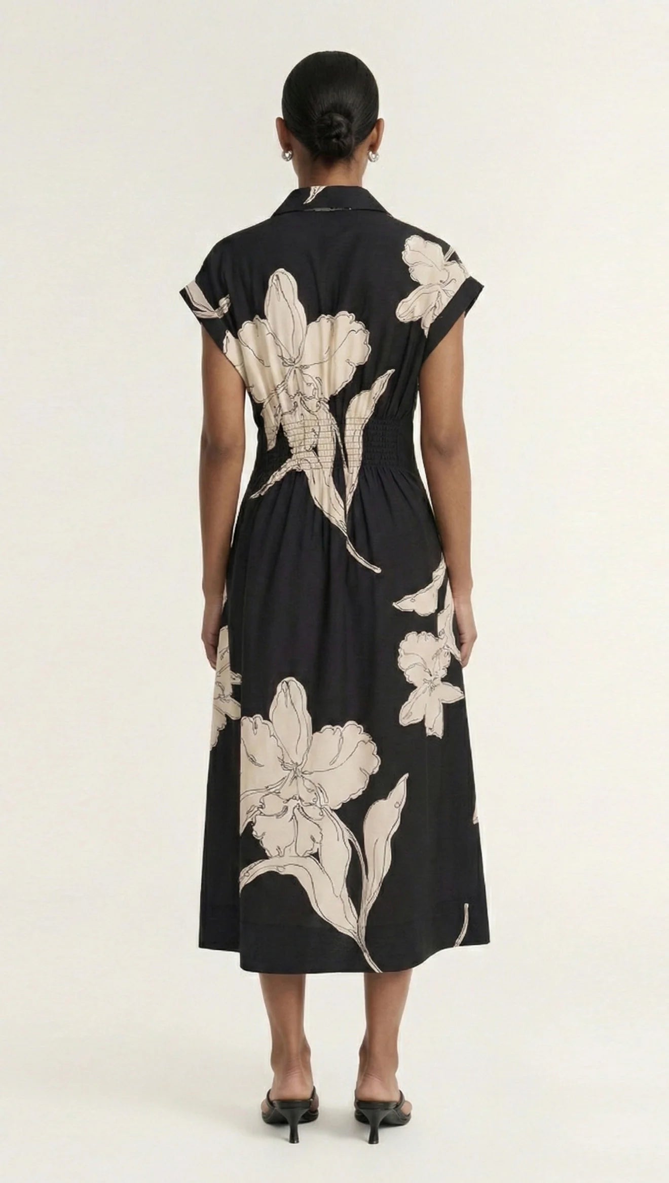 Veda Midi Dress - Black & Cream Floral