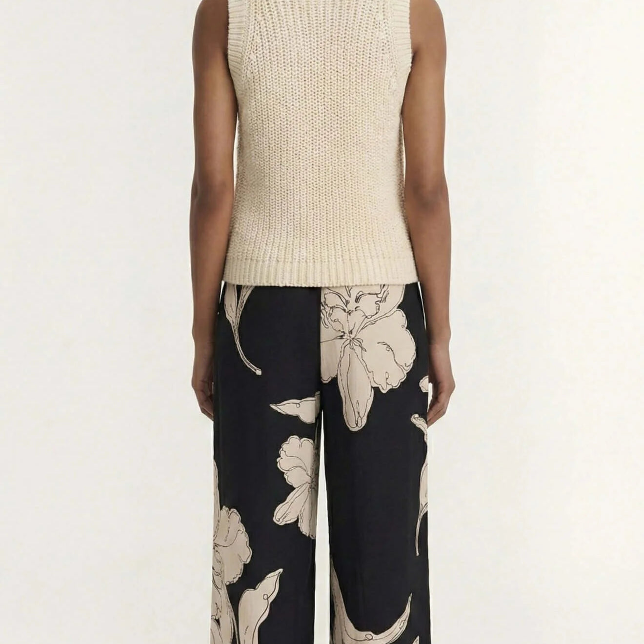 Veda Relaxed Pant - Black & Cream Floral
