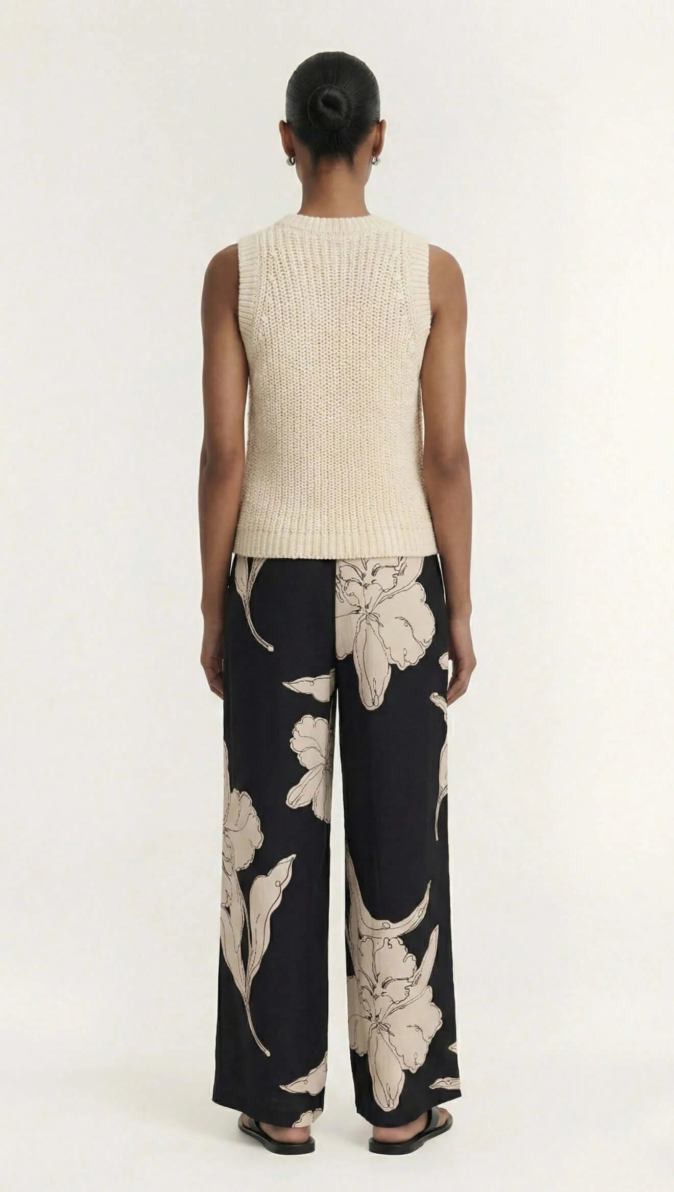 Veda Relaxed Pant - Black & Cream Floral