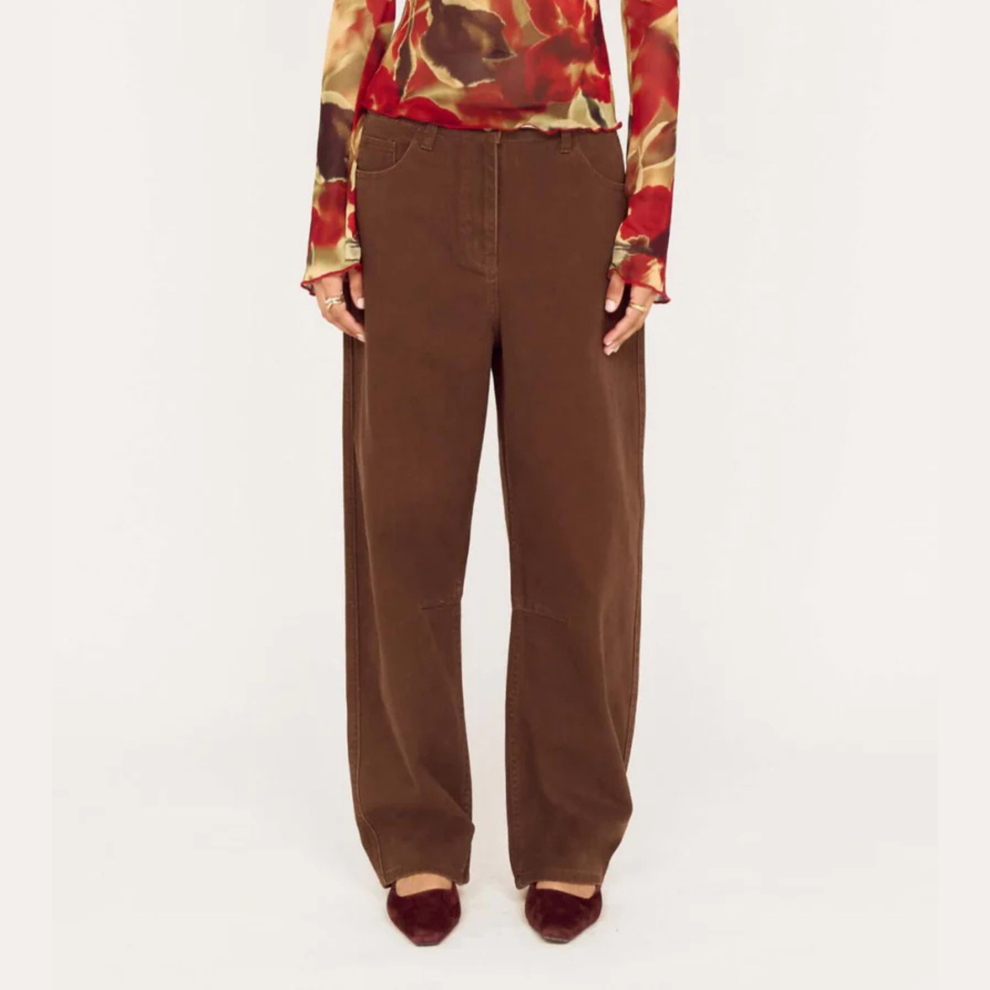 Kiara Barrel Leg Denim - Chocolate