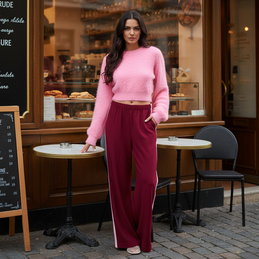 Vesper Casual Pant - Wine/Pink