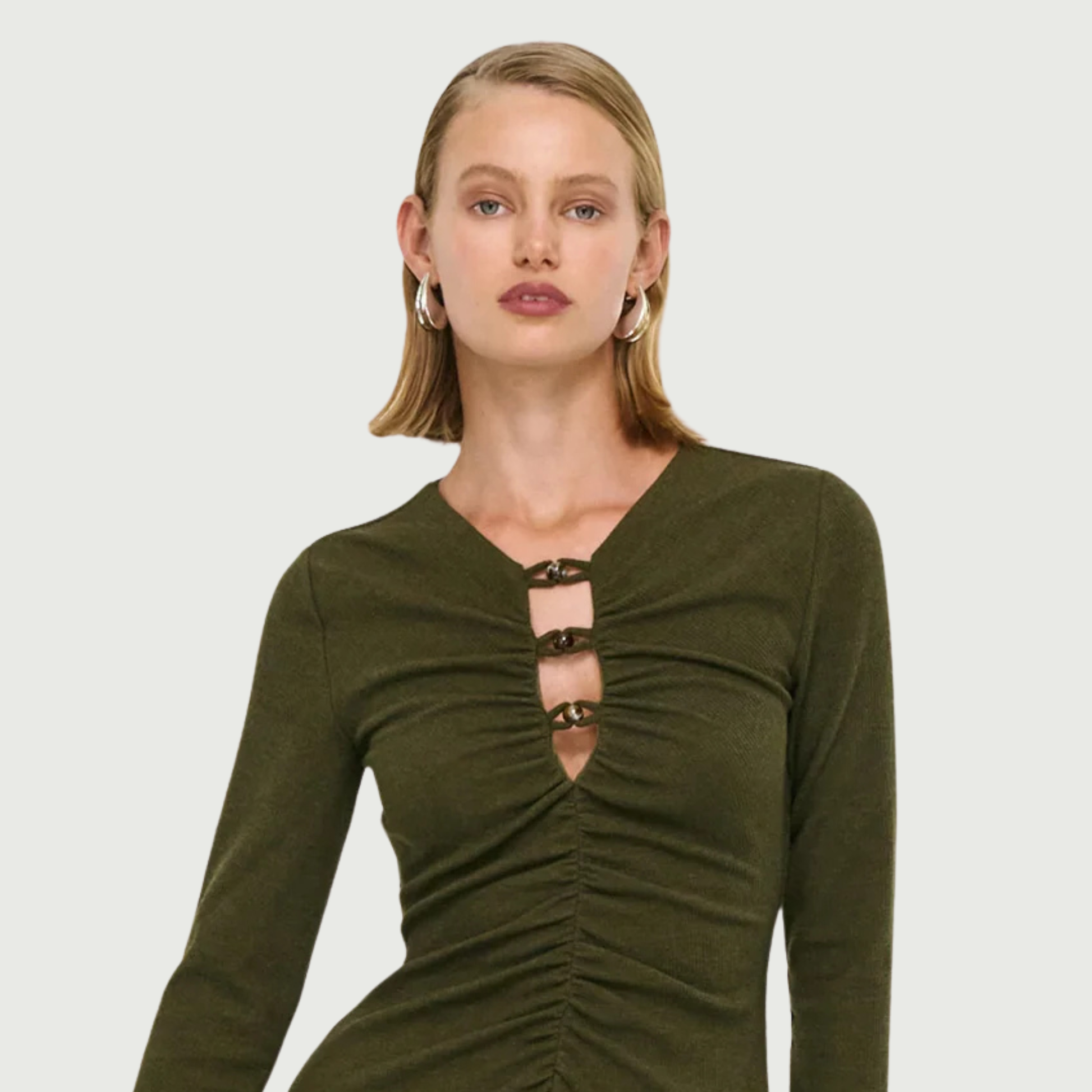 Farrah Rib Midi Dress - Olive