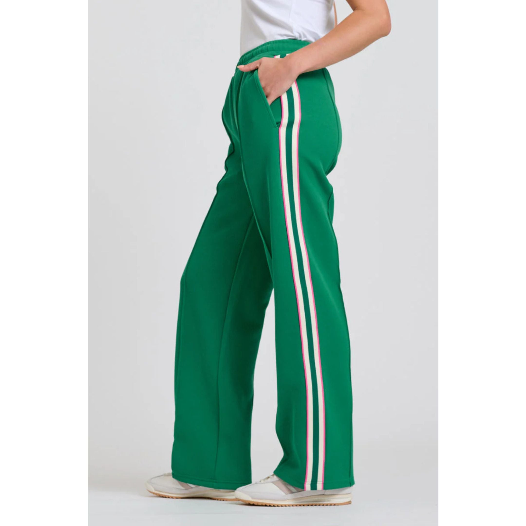 The Lola Pant - Green/Pink Stripe