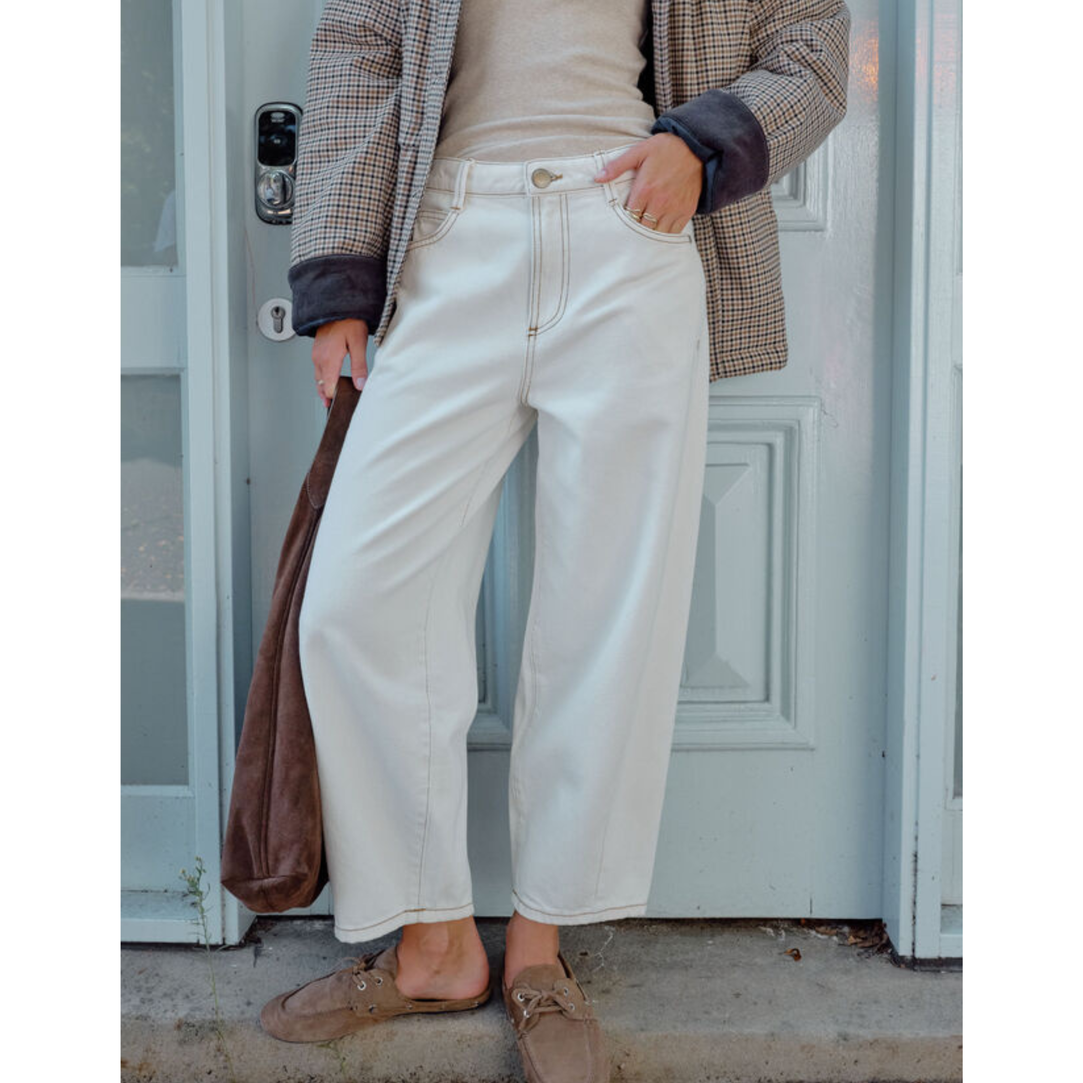 Maggie Tapered Barrel Jean - Fresh Ecru