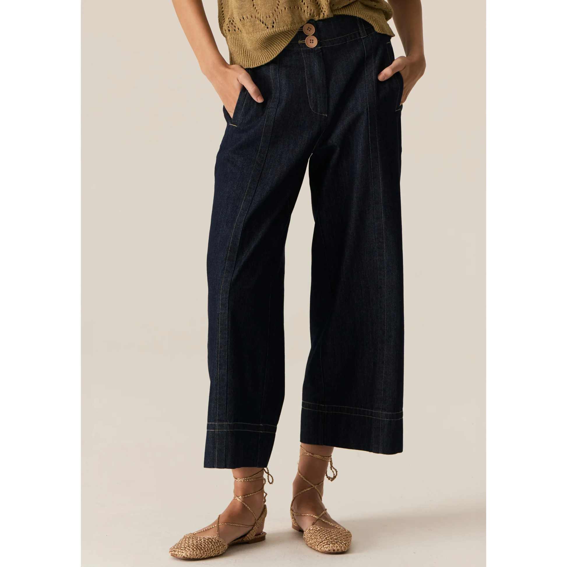 Carsen Crop Pant - Dark Wash