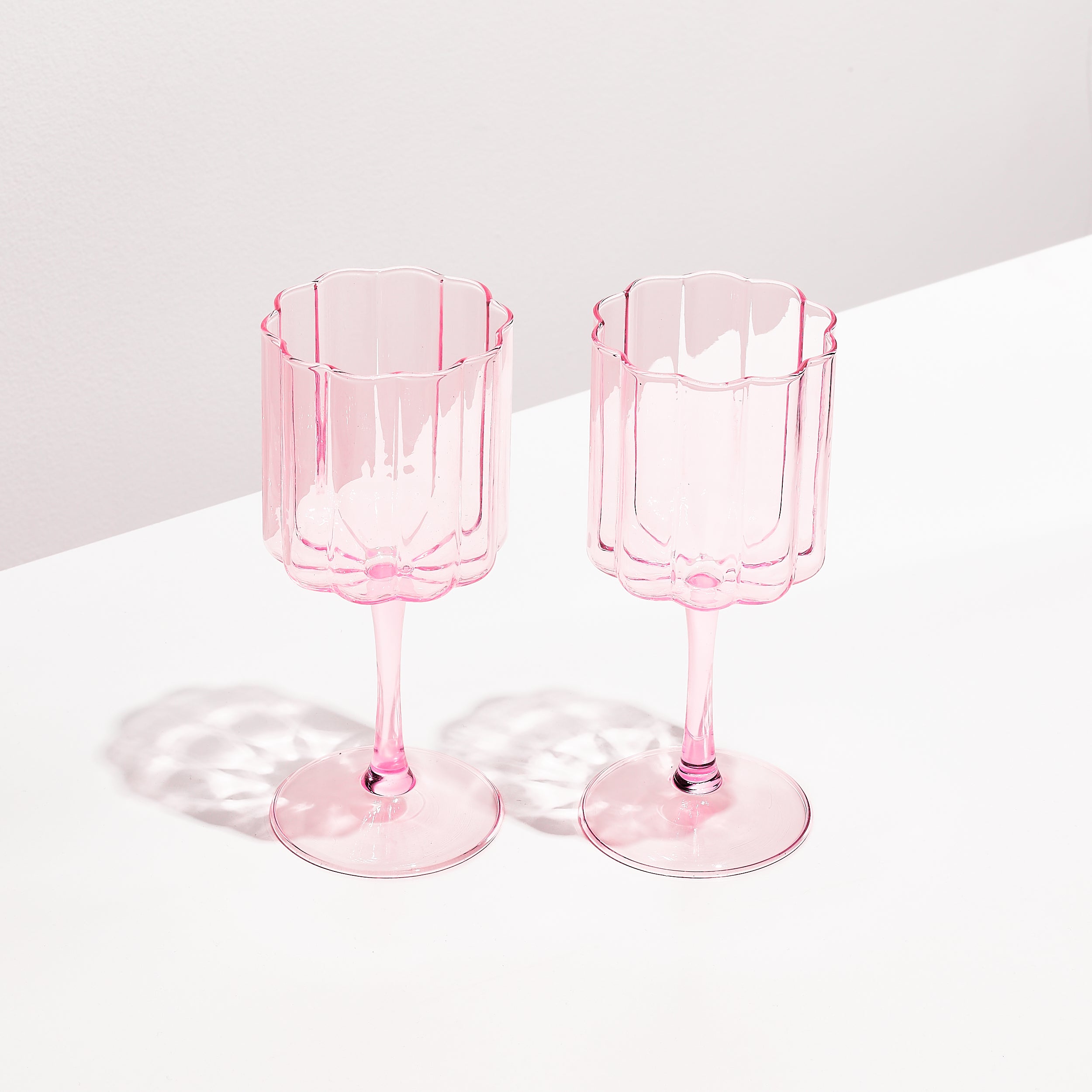 Wave Wine Glass Set - Pink