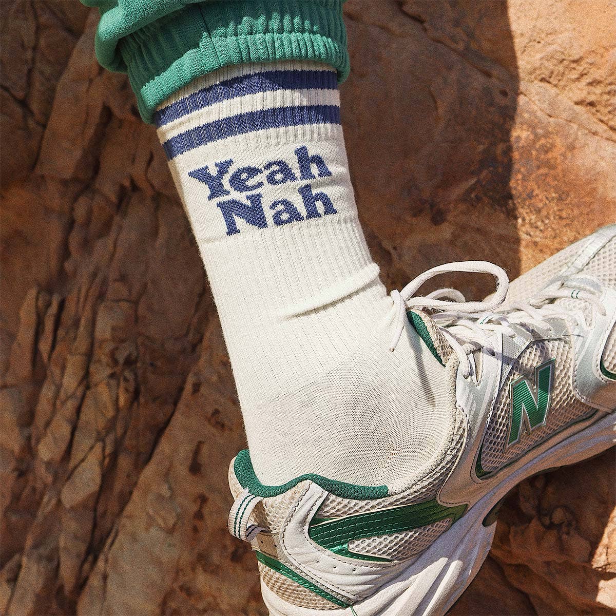 Yeah Nah Socks in White