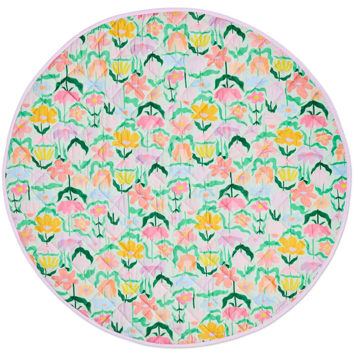 Popping Flowers Green Quilted Baby Playmat