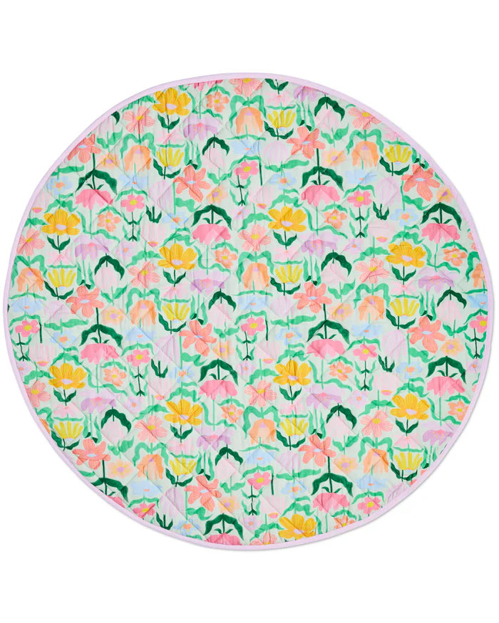 Popping Flowers Green Quilted Baby Playmat