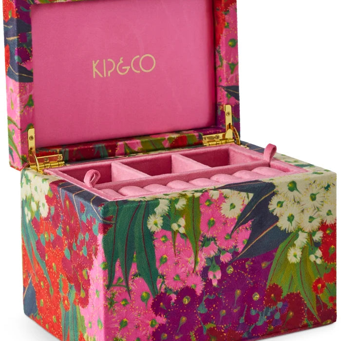 Australian Bush Blossom Velvet Jewellery Box - Large