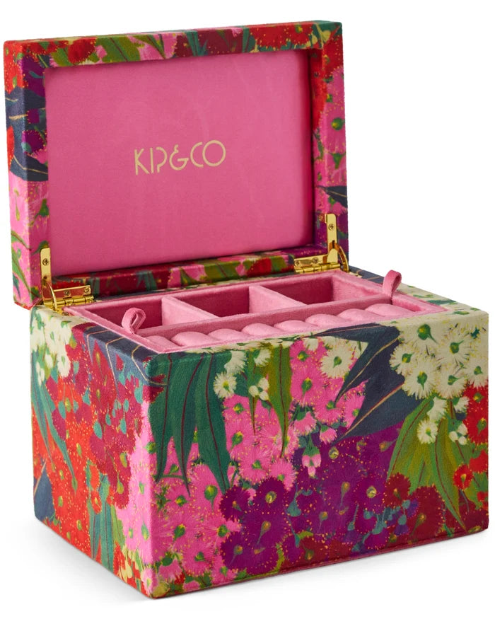 Australian Bush Blossom Velvet Jewellery Box - Large