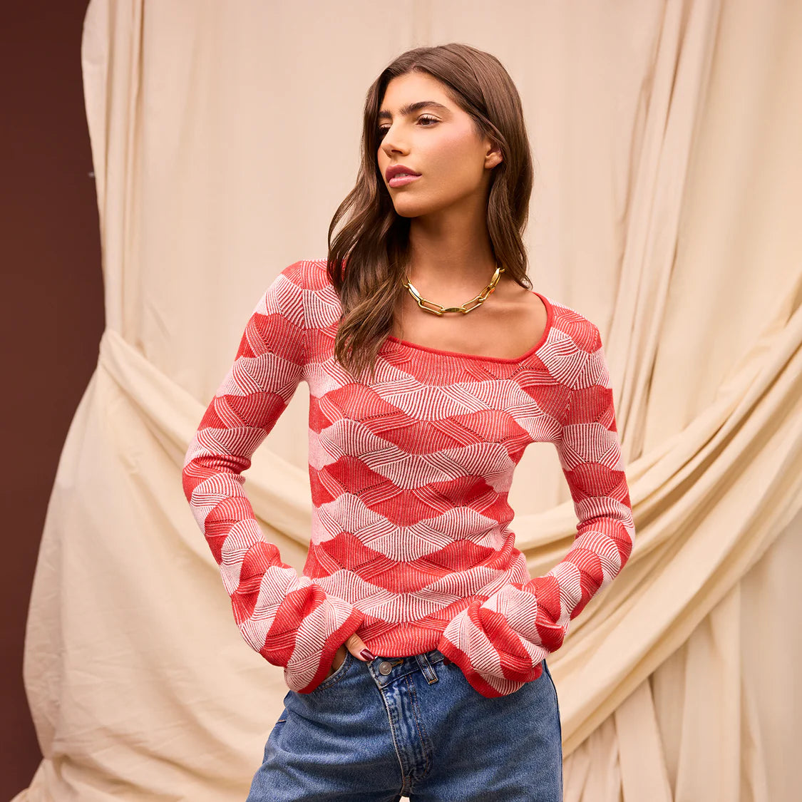 Ingrid Knit Top - Vermillion