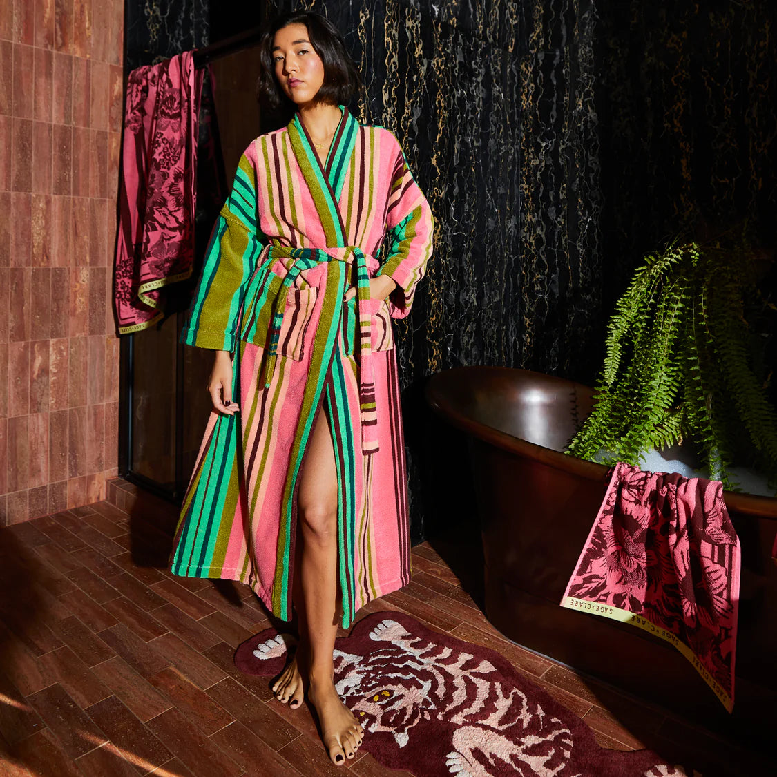 Nicolette Towelling Robe - Juniper