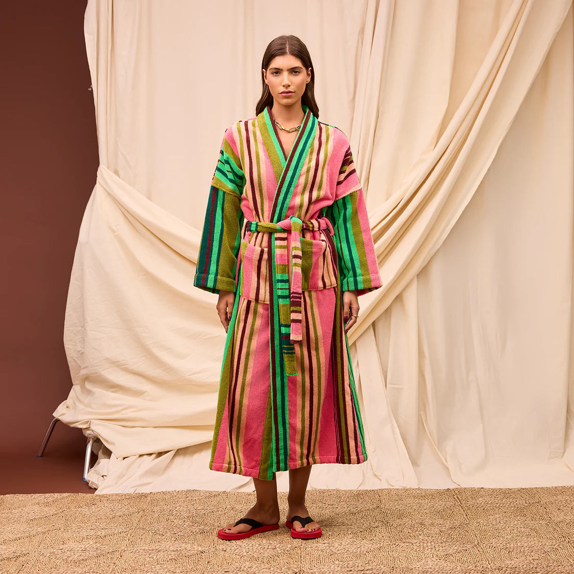 Nicolette Towelling Robe - Juniper