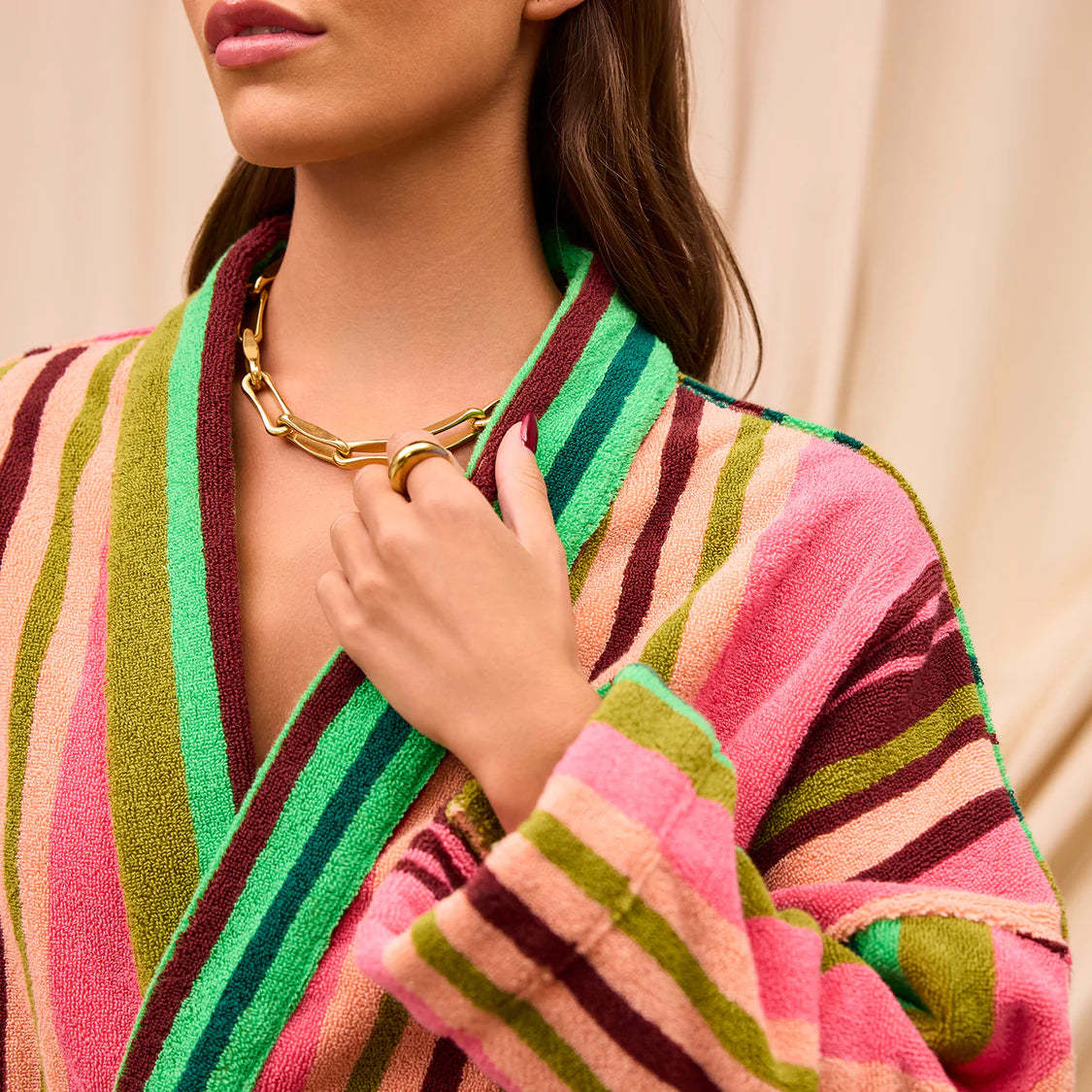Nicolette Towelling Robe - Juniper