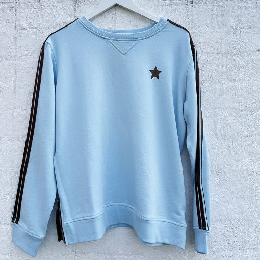 Arm Stripe Sweatshirt - Baby Blue & Chocolate