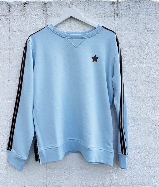 Arm Stripe Sweatshirt - Baby Blue & Chocolate