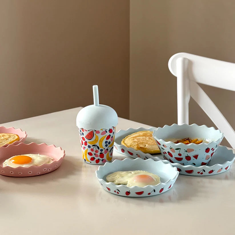 Blue Fruits Silicone Bowl and Plate Set