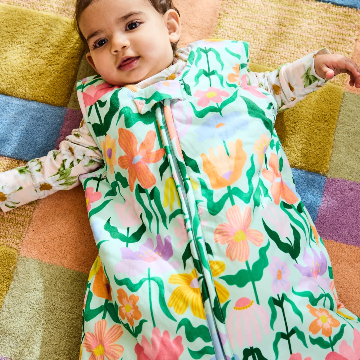 Popping Flowers Green Sleep Bag