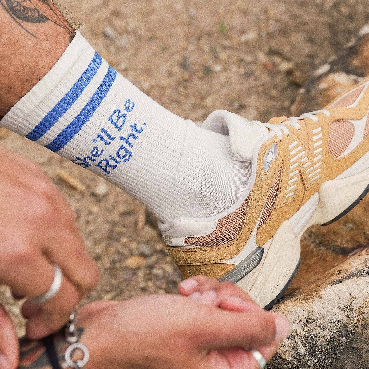 She'll Be Right Socks in White