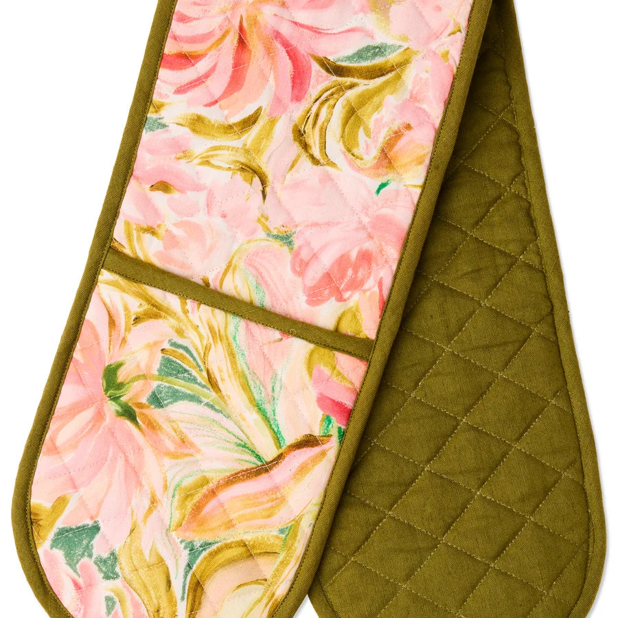 Warm Floral Breeze Double Oven Mitt