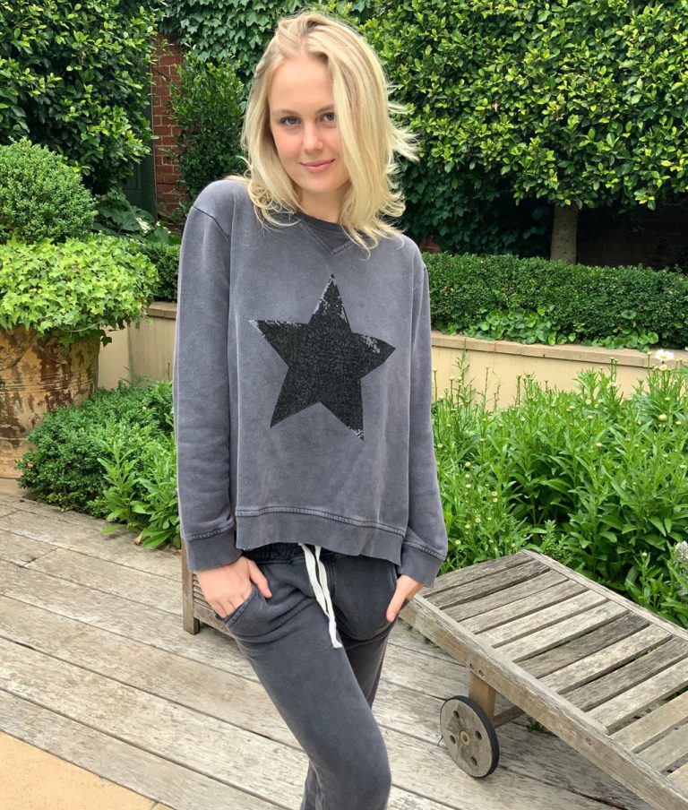 Sequin Star Sweatshirt - Charcoal