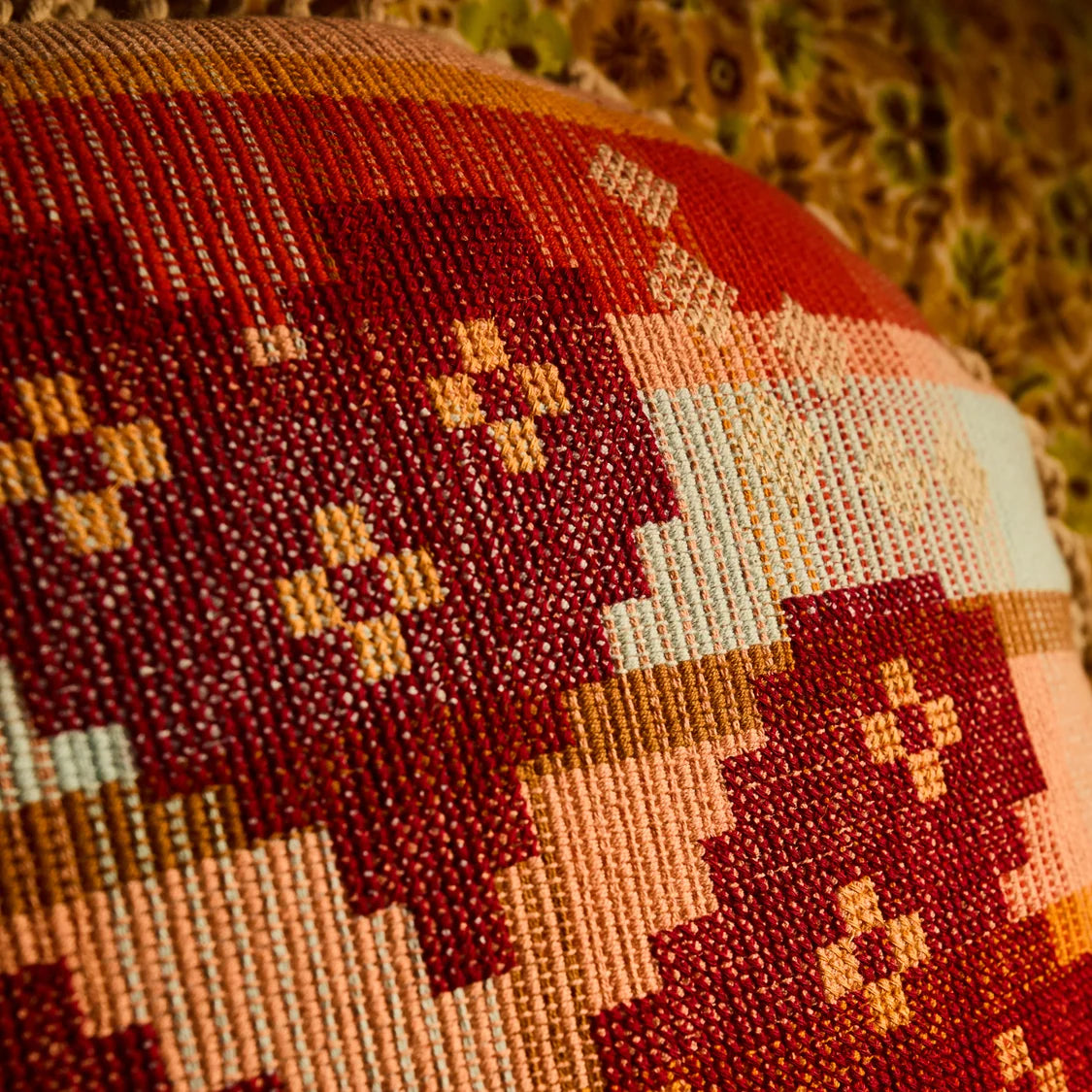 Shiloh Crossed Stitched Embroidered Cushion