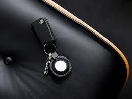 Leather Holder for AirTag - Black