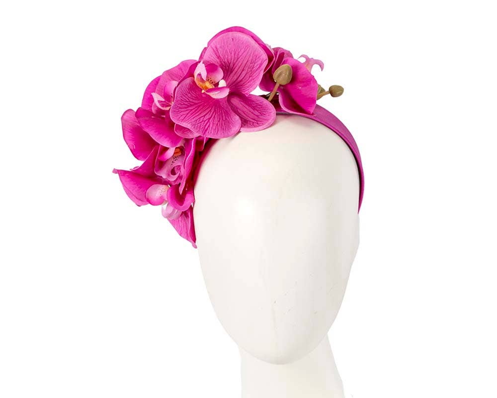 Life-like large orchid flower fascinator - Fuchsia