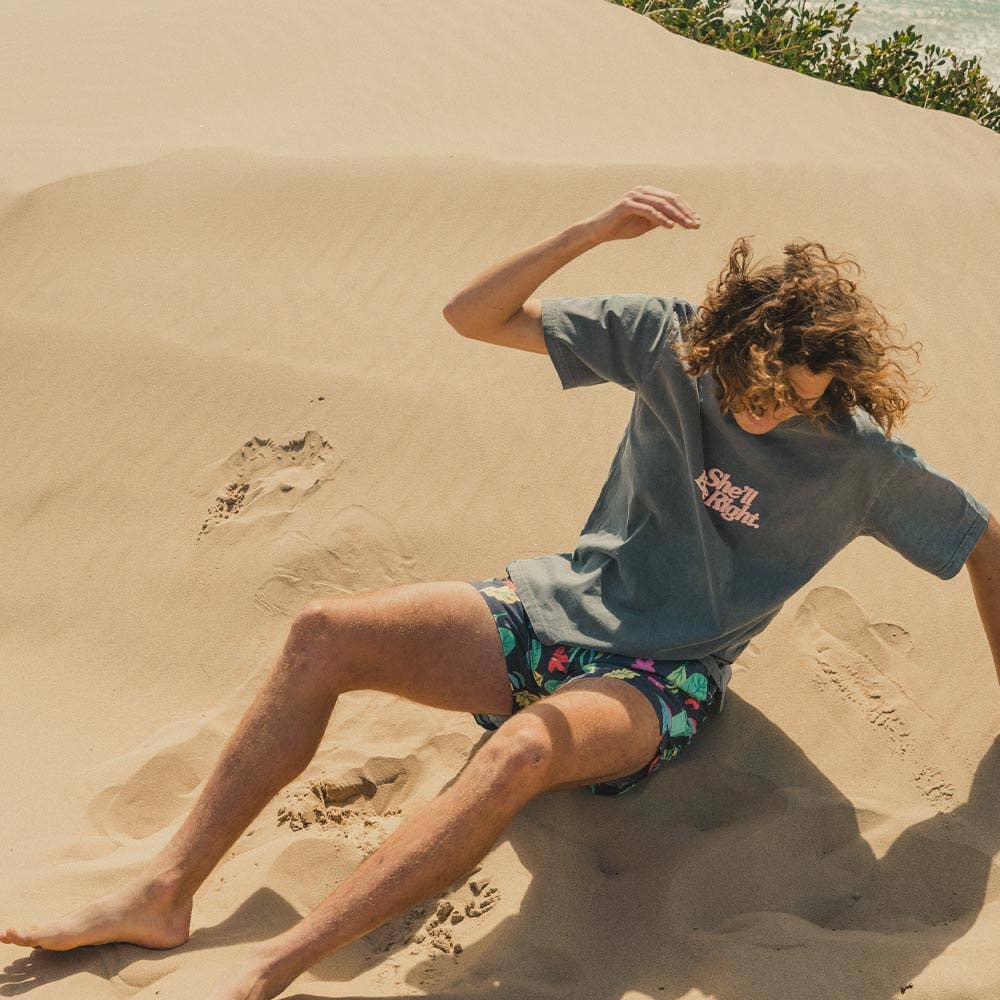 She'll Be Right Slang Tee in Charcoal