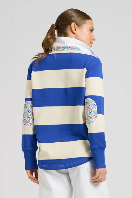 Rugby Cotton Sweatshirt - Royal Blue & Ivory