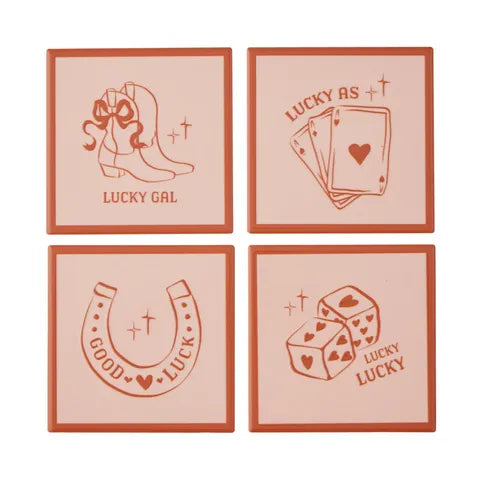 Lucky As Set of 4 Ceramic Coasters 10cm