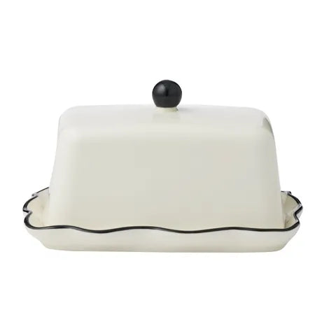 Winslow Ceramic Butter Dish - Ivory & Black