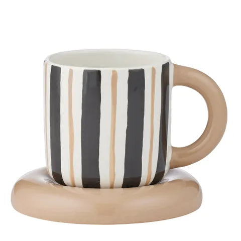 Candy Cer Cup & Saucer - Black/Natural