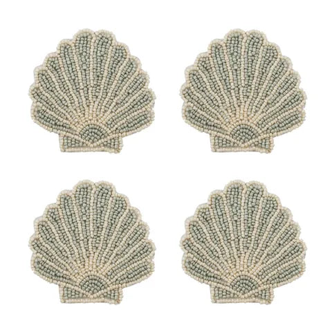 Venus Set of 4 Beaded Coasters 10cm - Seafoam