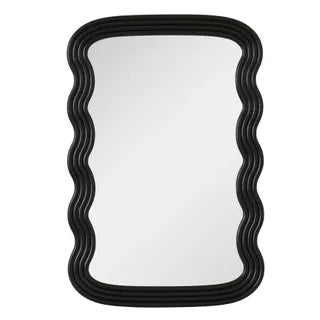 Canal Wood Wave Rectangle Mirror - Black