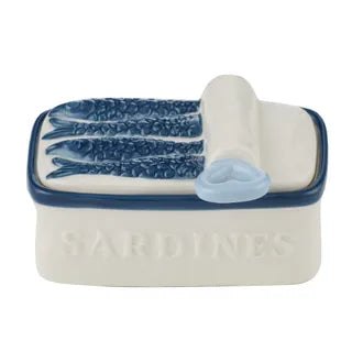 Sardine Trinket Box - White And Blue