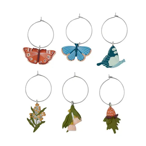 Nancy Bird S/6 Resin Wine Charms 2.5x4cm